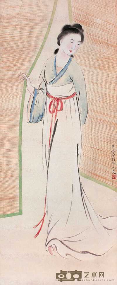 方人定 仕女 立轴 127.5×52.5cm